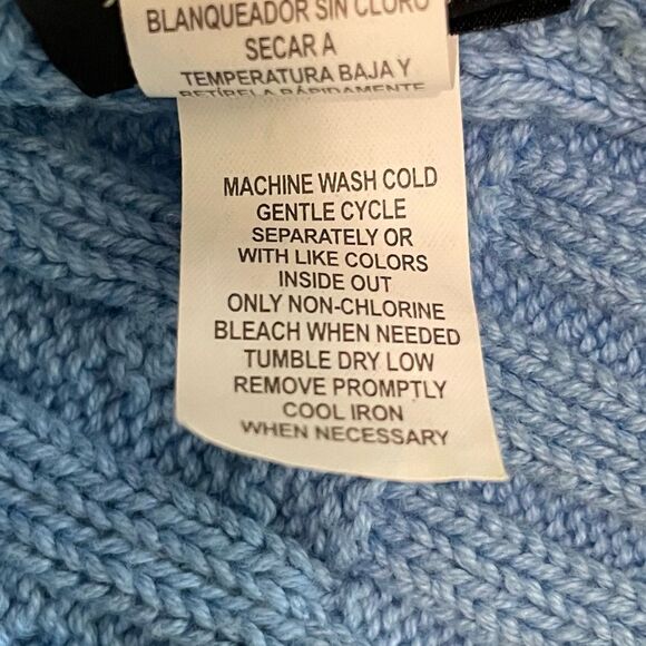 Children’s Place Cotton Cable Knit Winter Hat Blue Sequins Pom Girls Size 7-8 - Picture 9 of 10